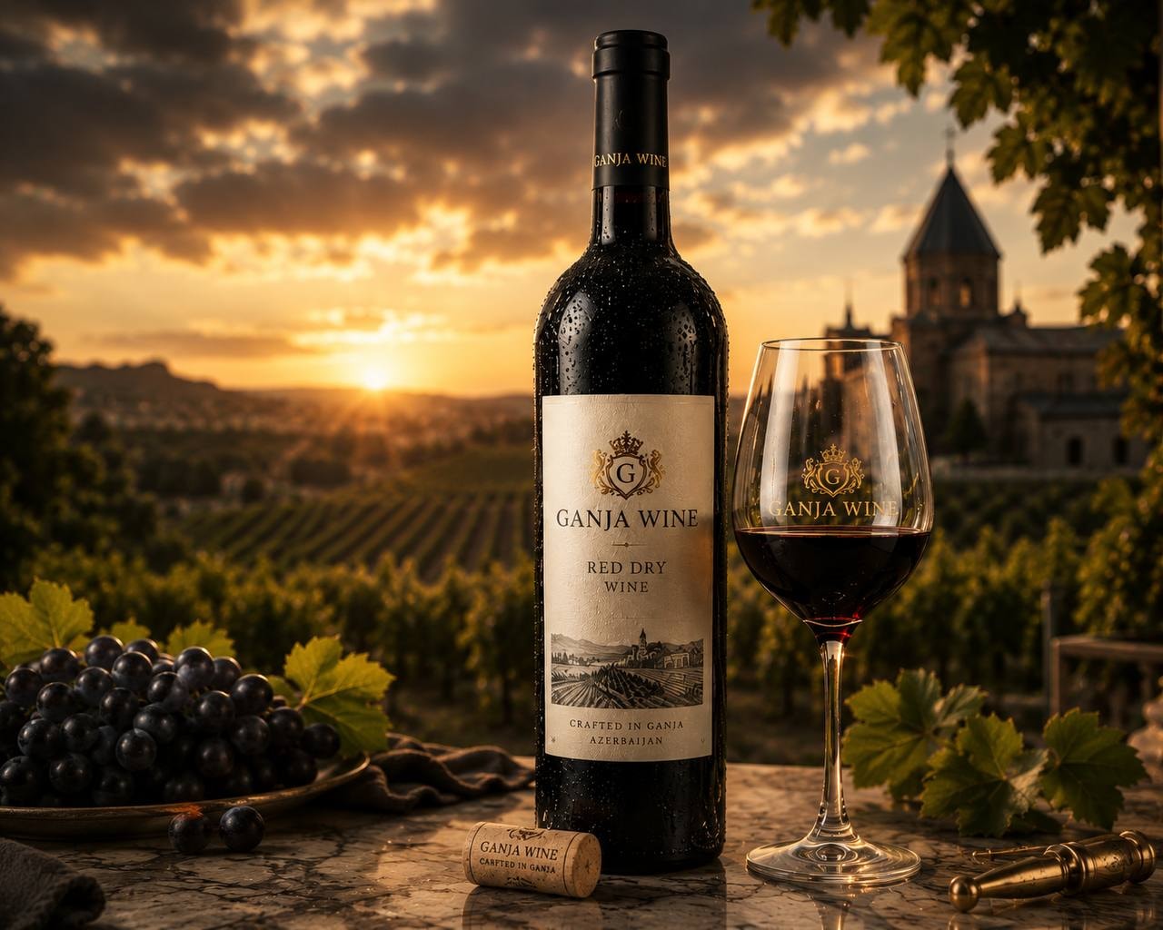 Ganja Wine Red Dry Wine bottle